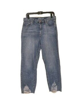 Women’s Jeans American Rag Junior's 11 Blue Distressed V-Cut Raw Hem Denim